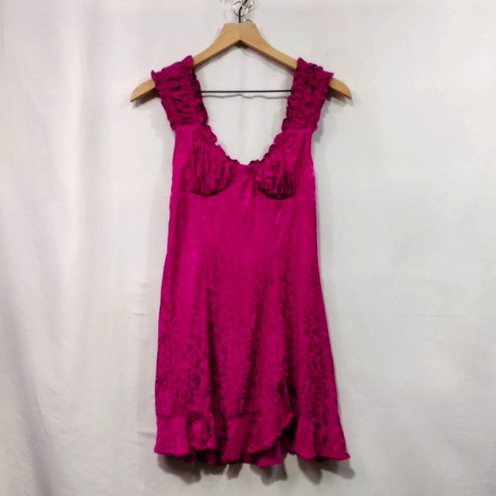 Reset Animal Print Slip Dress Women's S Pink Barbiecore Bobo Retro 90s Romantic